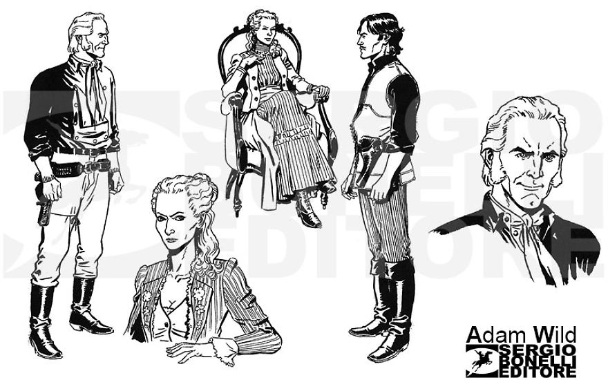 Frost, Lady Winter e Adam Wild - model sheet di Alessandro Nespolino