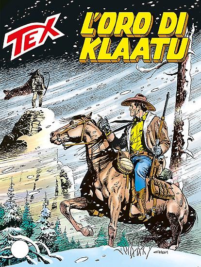 Tex n.401 "L'oro di Klaatu", l'esordio di Claudio Villa come copertinista della serie.