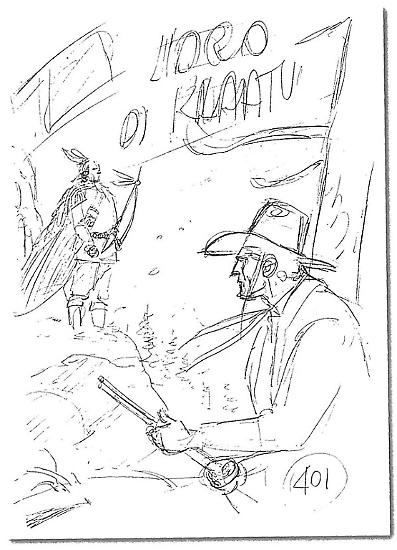 Il layout a matita per la prima copertina di Tex!