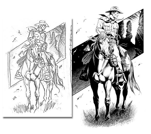 Tex a cavallo, studio e illustrazione definitiva.