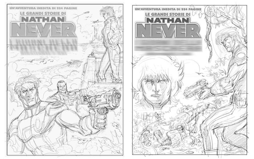 Prime bozze per la copertina di Le Grandi Storie di Nathan Never 2.