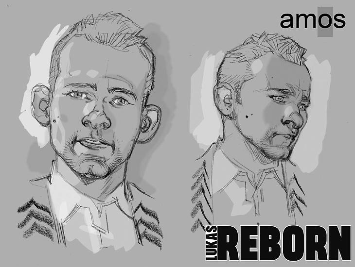 Studi per il character design dei nuovi personaggi: Amos Plosker.