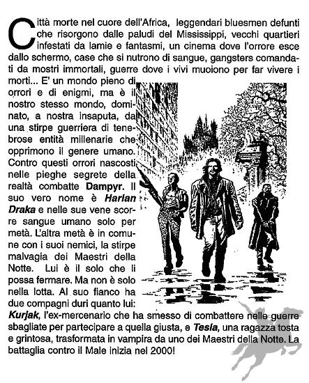 Dampyr Numero 0, introduzione di Mauro Boselli e Maurizio Colombo.