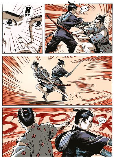 Tavola da "La redenzione del samurai", di Recchioni e Accardi, colori di Stefano Simeone.