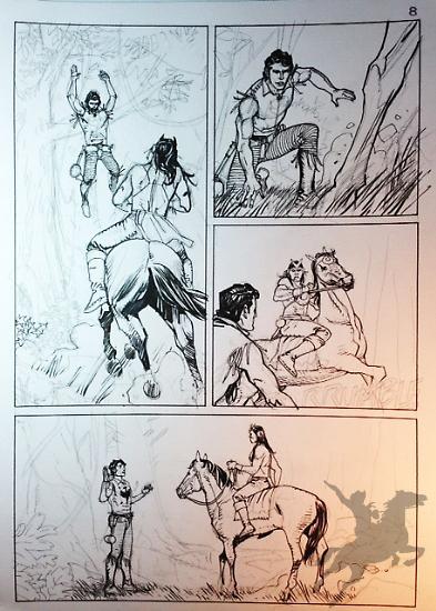 A page (work in progress) from Zagor n.666: pencils by Luigi Piccatto, inks by Renato Riccio.