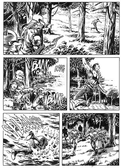 A page from "Il ritorno dei Lupi Neri", texts by the late Ade Capone and drawings by Paolo Bisi.