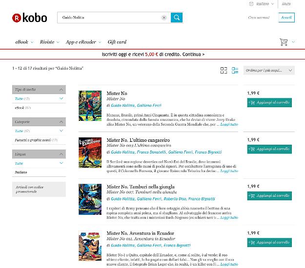 Gli albi di Mister No su Kobo.
