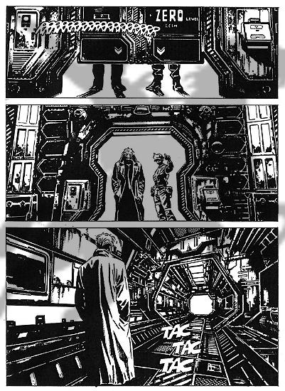 Tavola della prima miniserie neveriana, scritta da Bepi Vigna e illustrata da Roberto De Angelis.