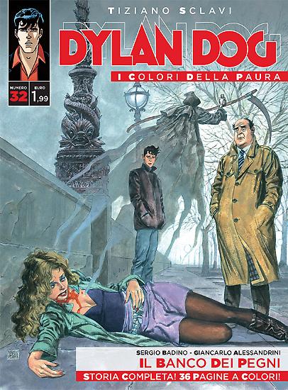 Dylan Dog, I colori della paura n.32 - "Il banco dei pegni", testi di Sergio Badino, disegni di Giancarlo Alessandrini, copertina di Marco Soldi.