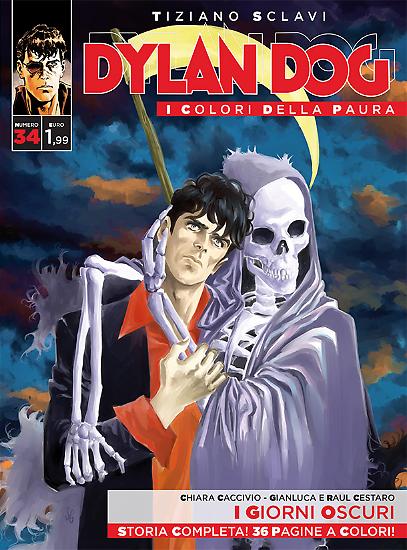Dylan Dog, I colori della paura n.34 - "I giorni oscuri", testi Chiara Caccivio, disegni Gianluca & Raul Cestaro, copertina di Sergio Gerasi.