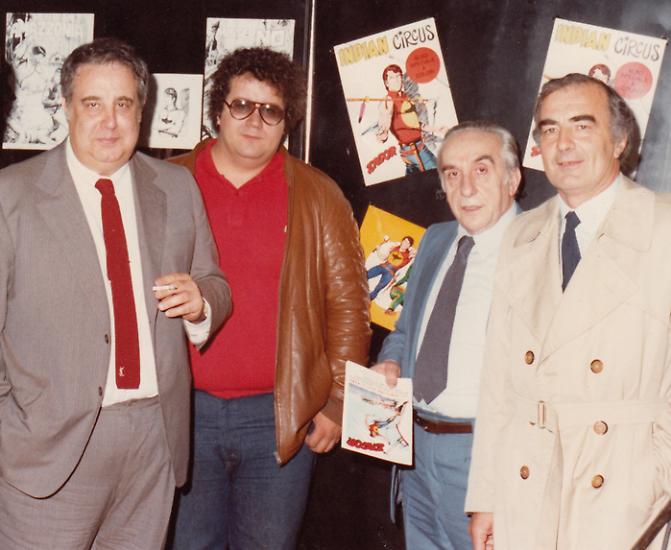 Foto degli anni '80 che ritrae Decio Canzio, Francesco Coniglio, Aurelio Galleppini e Gallieno Ferri.