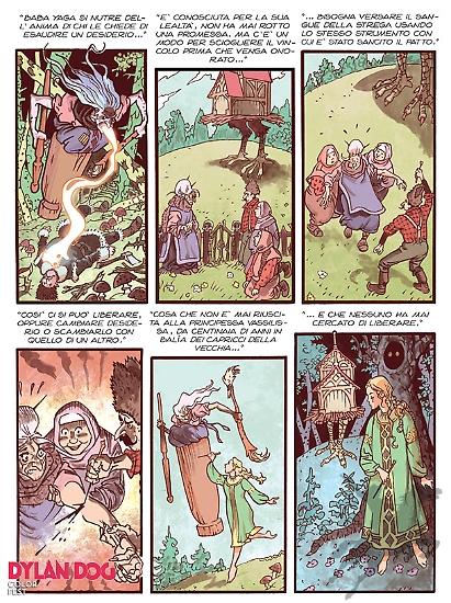 Tavola da "Baba Yaga", testi: Paola Barbato, disegni: Franco Saudelli, colori: Oscar Celestini.