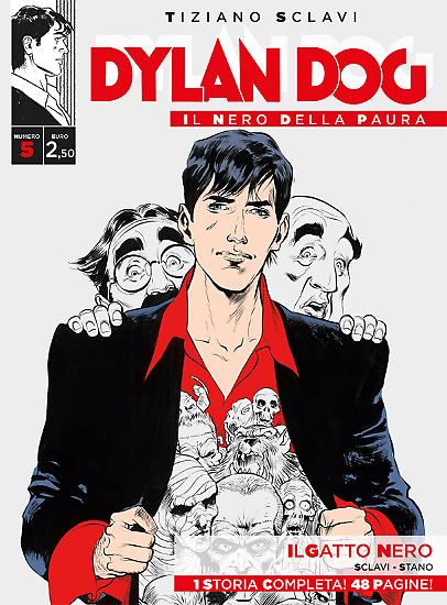 Dylan Dog, Il nero della paura n.05 - "Il gatto nero", testi di Tiziano Sclavi, disegni di Angelo Stano, copertina di Fabio Celoni.