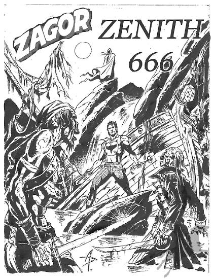 The inked version of "Zagor 666" cover illustration.