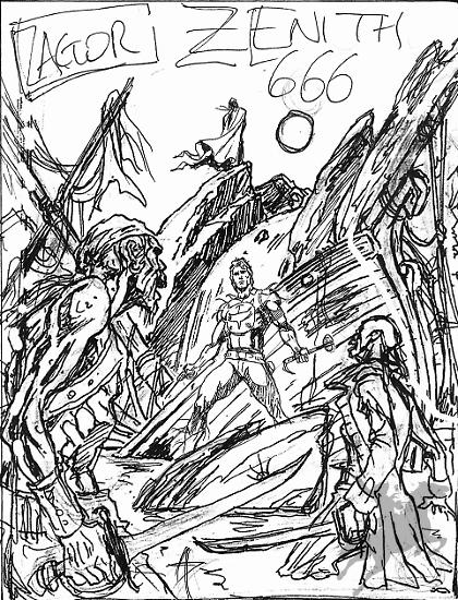 The rough version of "Zagor 666" cover illustration.