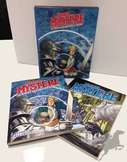 Il cofanetto, con copertina 3D, che raccoglie i primi due numeri in anteprima di Martin Mystère, Le Nuove Avventure a Colori!