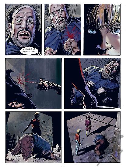 Tavola tratta dalla storia "Oggetto d'amore", testi di Giancarlo Berardi, disegni di Corrado Roi, colori Spartaco Lombardo e Gloria Martinelli.