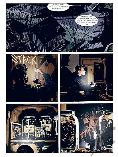 Tavola tratta dalla storia "Gli occhi dell'abisso", testi di Giancarlo Berardi, disegni di Luca Vannini, colori Spartaco Lombardo e Gloria Martinelli.