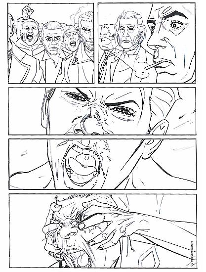 Le matite di una tavola di "Mani nude". Testi di Paola Barbato, disegni di Paolo Armitano & Davide Furnò