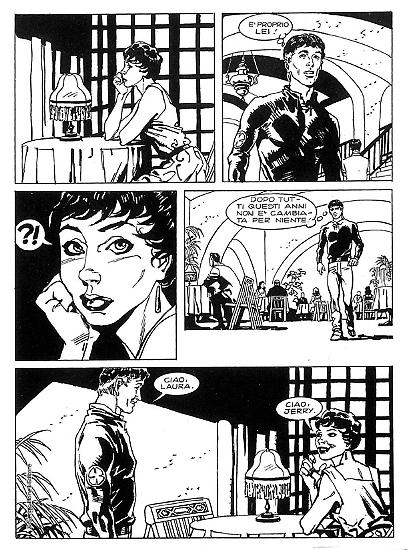 Una tavola di "Casablanca Café", Mister No 220. Testi di Luigi Mignacco, disegni di Fabio Valdambrini.