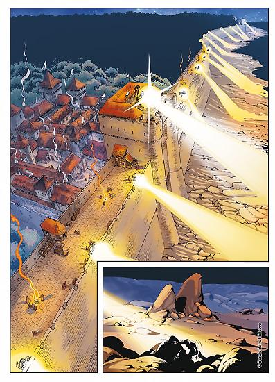 Una tavola da "La vendetta", Dragonero n.50. Disegni di Francesco Rizzato.