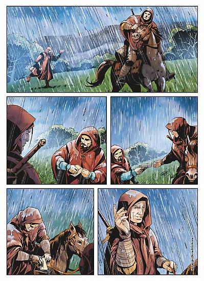 Una tavola da "La vendetta", Dragonero n.50. Disegni di Francesco Rizzato.