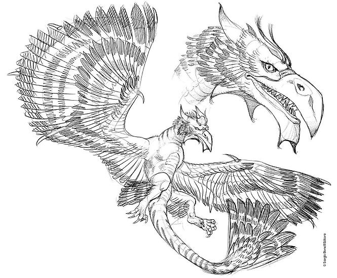 Uno studio di Luca Malisan per Dragonero n. 48, "Le ali dell'Erondár.