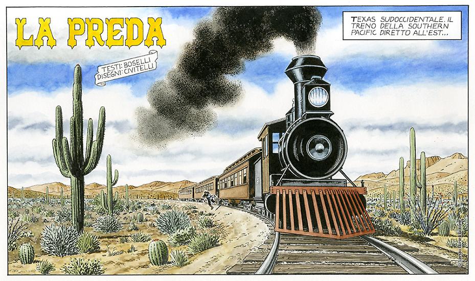 Una tavola di "La preda". Testi di Mauro Boselli, disegni di Fabio Civitelli.