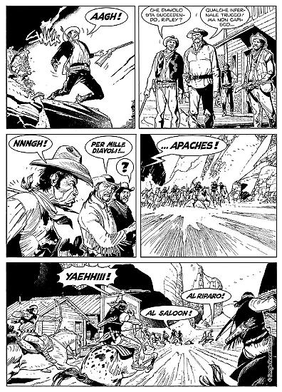 A page by Stefano Andreucci for Tex Speciale #32, "Il magnifico fuorilegge".