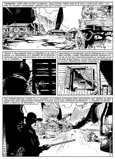 Una tavola di Stefano Andreucci da Tex Speciale n. 32, "Il magnifico fuorilegge". Testi di Mauro Boselli.