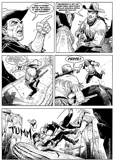 A page by Stefano Andreucci for Tex Speciale #32, "Il magnifico fuorilegge".