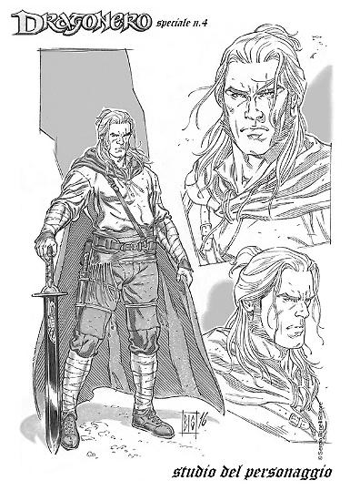 Studi del personaggio realizzati da Alessandro Bignamini per lo Speciale Dragonero n. 4