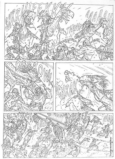 Una tavola a matita di Alessandro Bignamini per lo Speciale Dragonero n. 4