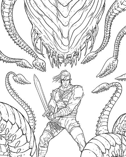 Le chine di Jacopo Camagni per la copertina dello Speciale Dragonero n. 4.