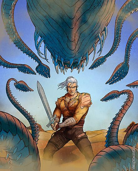 Una fase della colorazione di Jacopo Camagni per la copertina dello Speciale Dragonero n. 4.