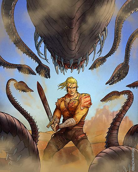 Una fase della colorazione di Jacopo Camagni per la copertina dello Speciale Dragonero n. 4.