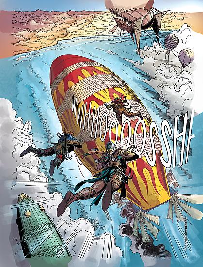 Una fase della colorazione di Piki Hamilton per una tavola dello Speciale Dragonero n. 4.