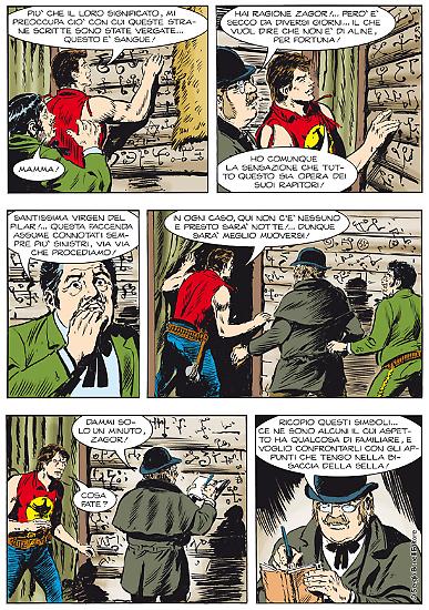 L'ultima tavola realizzata da Gallieno Ferri. Da "L'antica maledizione", Color Zagor n. 5. Testi di Jacopo Rauch.