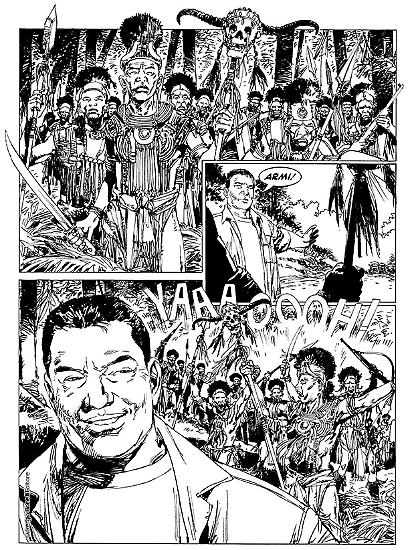 Una tavola di Pedro Mauro pa "Mugiko", Le Storie n. 59. Testi di Gianfranco Manfredi.