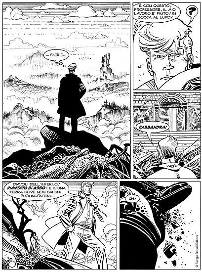 Una tavola di Giancarlo Alessandrini da "Le porte dell'immaginazione", Martin Mystère n. 352. Testi di Vincenzo Beretta.