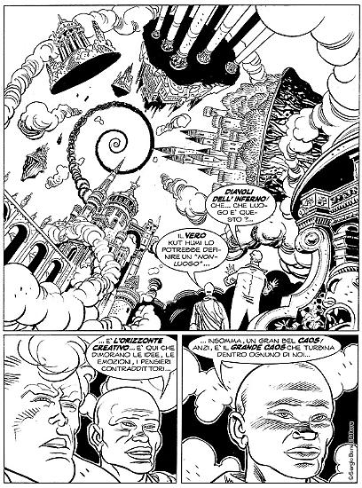 Una tavola di Giancarlo Alessandrini da "Le porte dell'immaginazione", Martin Mystère n. 352. Testi di Vincenzo Beretta.