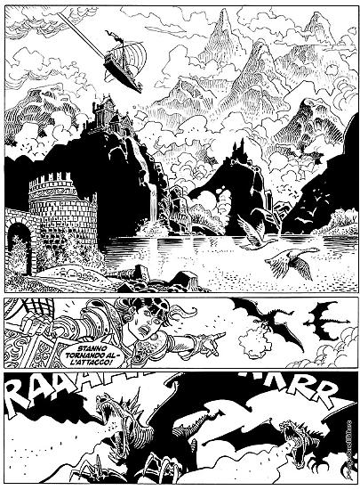 Una tavola di Giancarlo Alessandrini da "Le porte dell'immaginazione", Martin Mystère n. 352. Testi di Vincenzo Beretta.