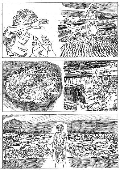 Uno storyboard di Andrea Del Campo per "Il figlio di Erlik Khan", Dampyr n. 210.