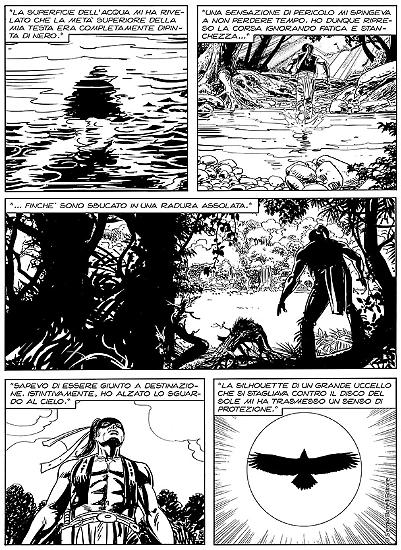Una tavola di Romeo Toffanetti da "Il mio nome è Banak", Maxi Zagor n. 31. Testi di Marcello Toninelli.