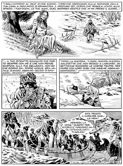 Una tavola di Marcello Mangiantini da "Memorie dal passato", Maxi Zagor n. 31. Testi di Gabriella Contu.