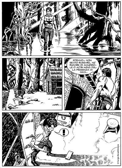 Una tavola di Dante Bastianoni da "Sette passi", Maxi Zagor n. 31. Testi di Luigi Mignacco.