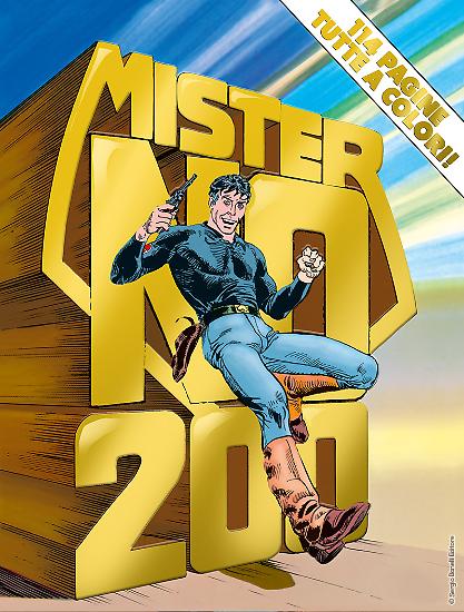 Mister No n. 200 - "I sette della Santa Cruz" - copertina con inserti in colore oro e parti in rilievo