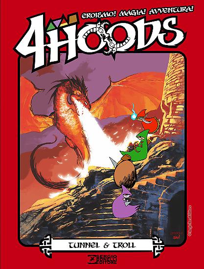 La copertina dell'albo zero di 4Hoods "Tunnel & Troll" realizzata da Cristiano Spadoni e Roberto Recchioni.