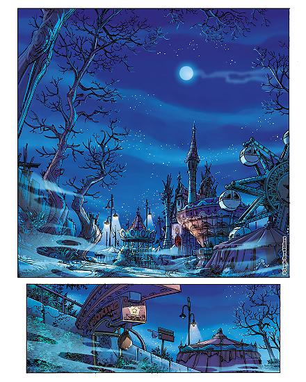 Una tavola del numero 0 di "Creepy Past", testi di Bruno Enna e Giovanni Di Gregorio, disegni di Giovanni Rigano, colori di Alessandra Dottori.