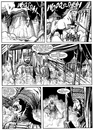 Una tavola di "La terra delle aquile", Speciale Dampyr n.13. Testi di Claudio Falco, disegni di Fabrizio Russo.